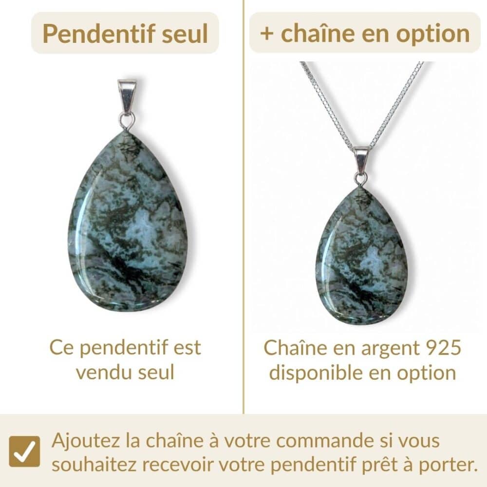 pendentif agate mousse avec ou sans chaîne option
