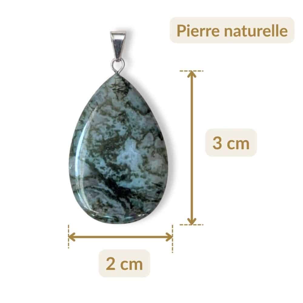 pendentif agate mousse dimensions 3 cm 2 cm