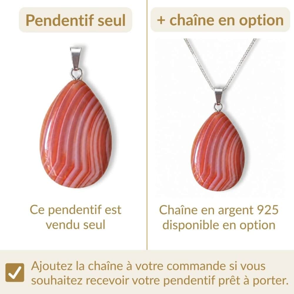 pendentif cornaline avec ou sans chaîne option