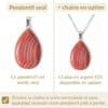 pendentif cornaline avec ou sans chaîne option