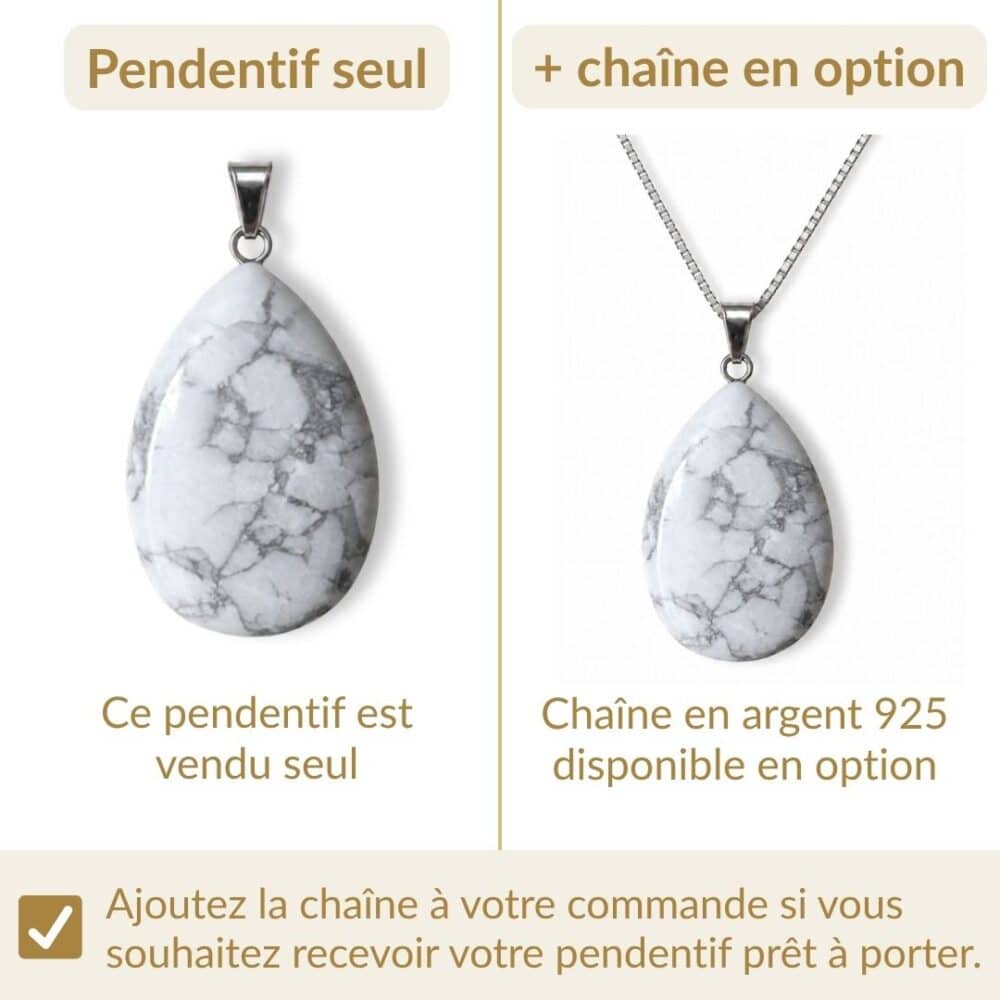 pendentif howlite avec ou sans chaîne option