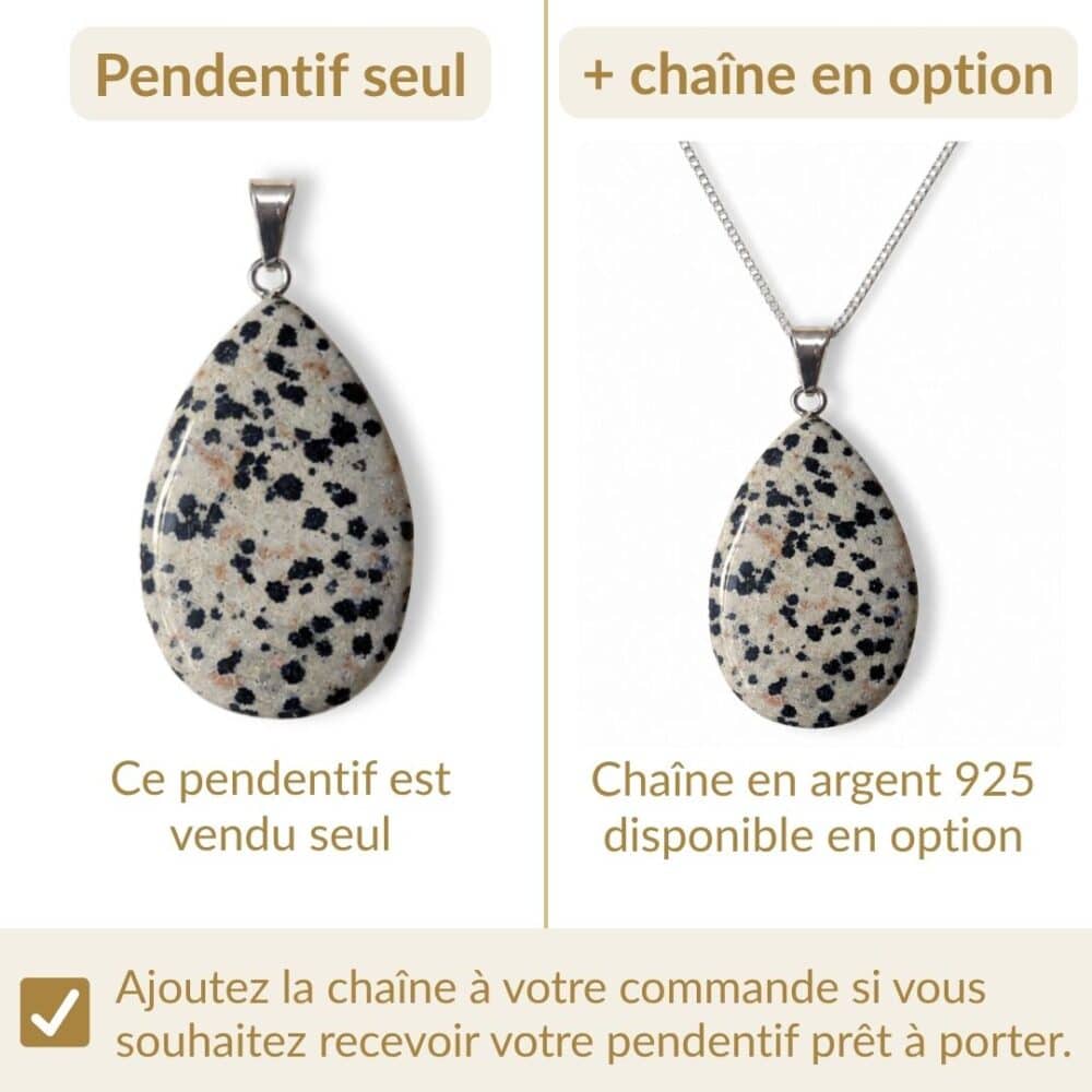 pendentif jaspe dalmatien avec ou sans chaîne option