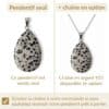 pendentif jaspe dalmatien avec ou sans chaîne option