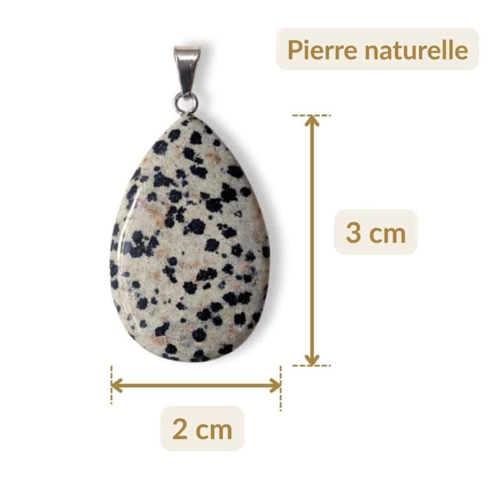 pendentif jaspe dalmatien dimensions 3 cm 2 cm