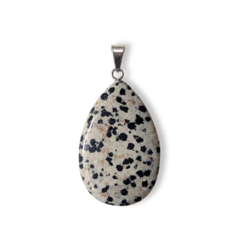 pendentif jaspe dalmatien pierre naturelle