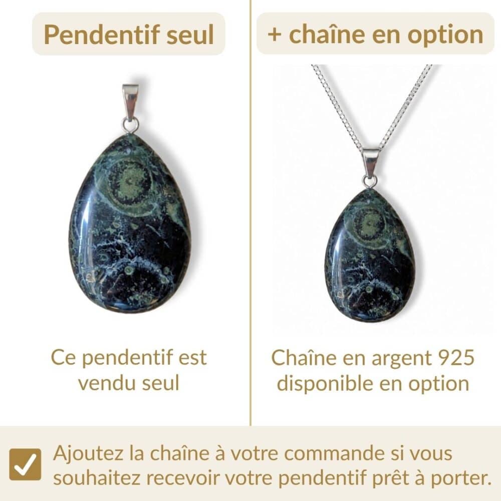 pendentif jaspe kambaba avec ou sans chaîne option