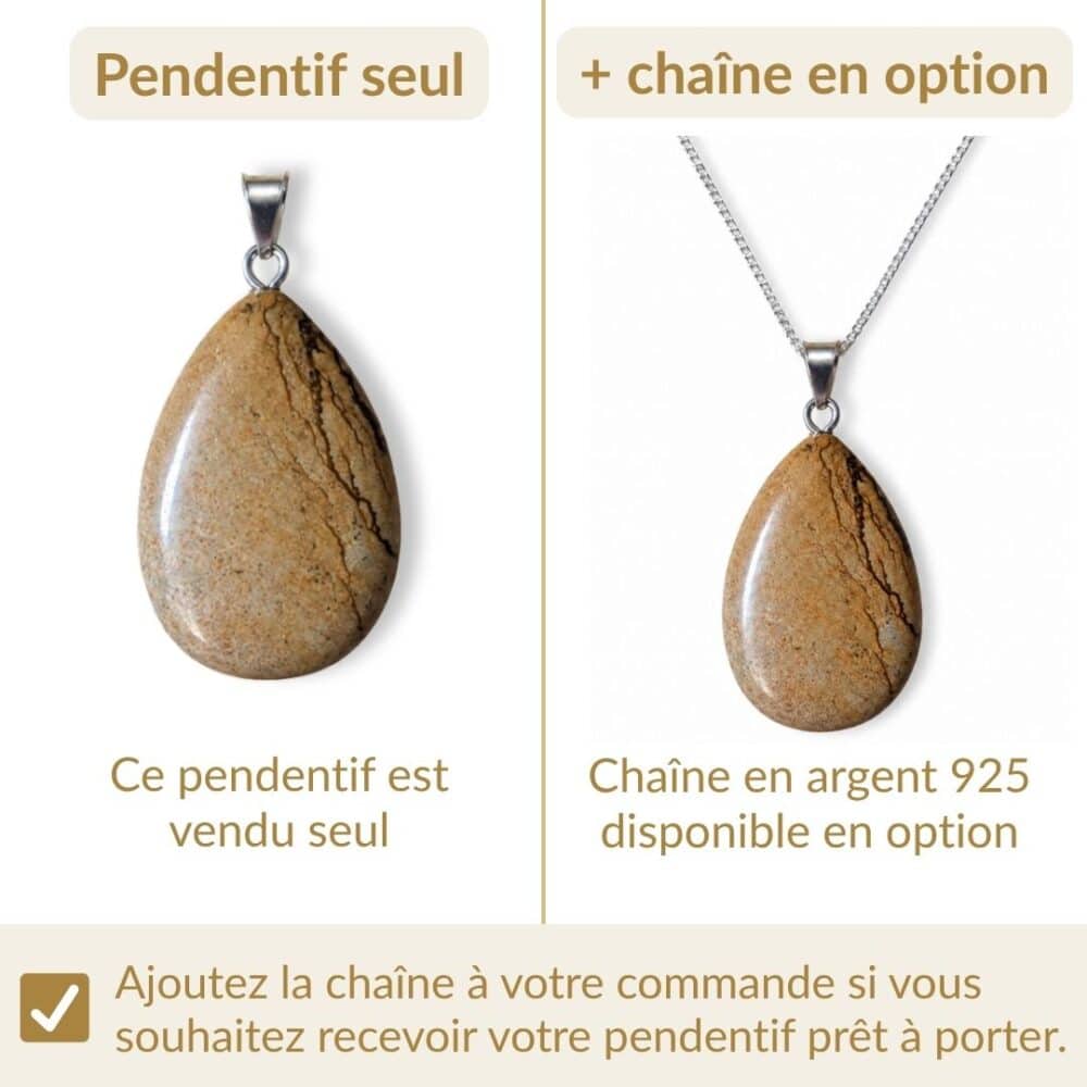 pendentif jaspe paysage avec ou sans chaîne option