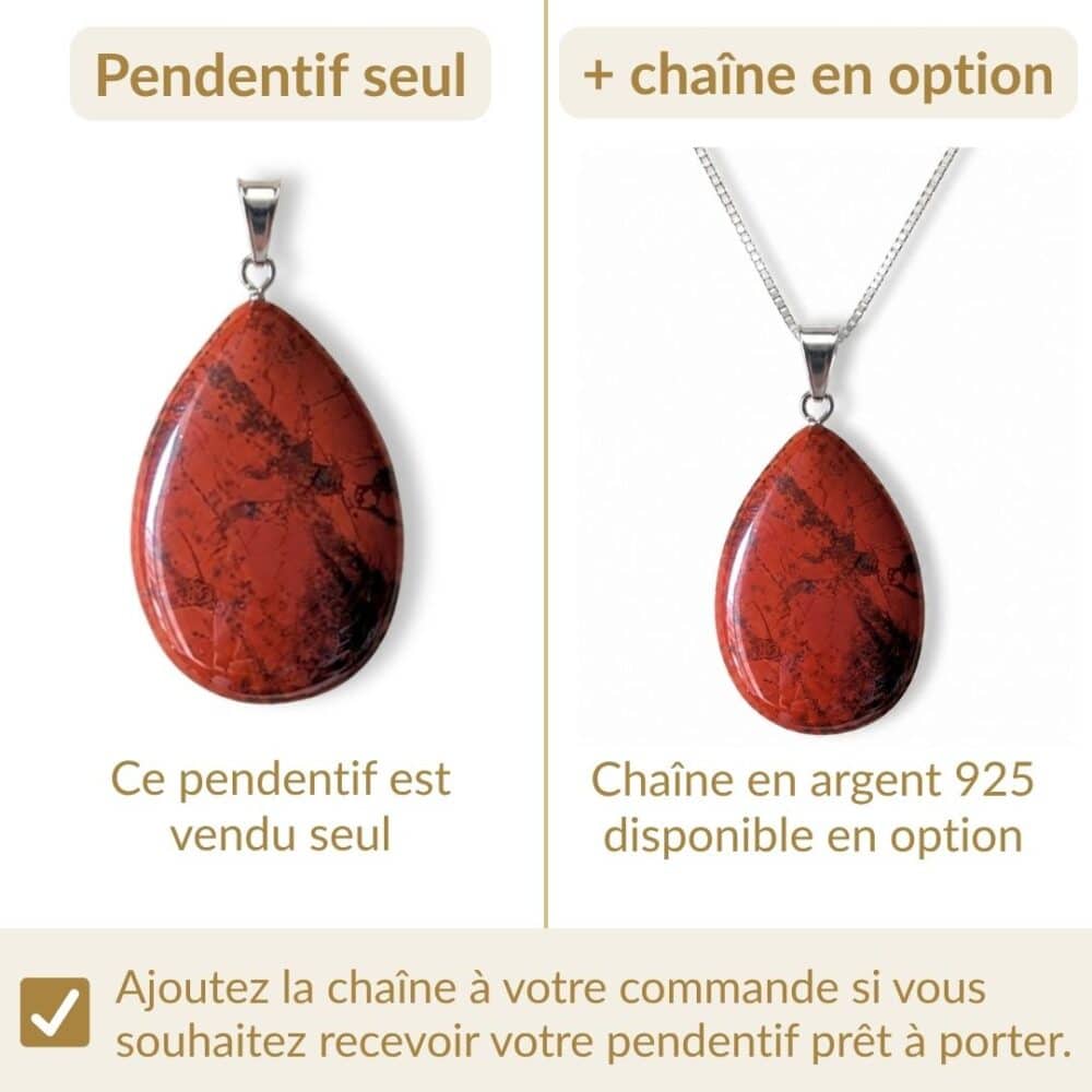 pendentif jaspe rouge avec ou sans chaîne option