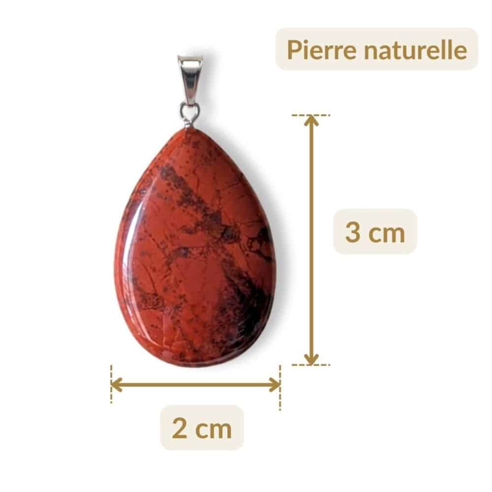 pendentif jaspe rouge dimensions 3 cm 2 cm