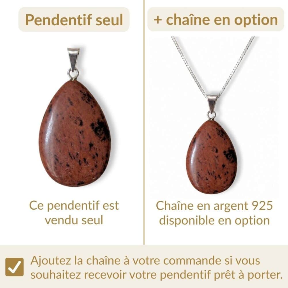 pendentif obsidienne acajou avec ou sans chaîne option