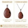 pendentif obsidienne acajou avec ou sans chaîne option