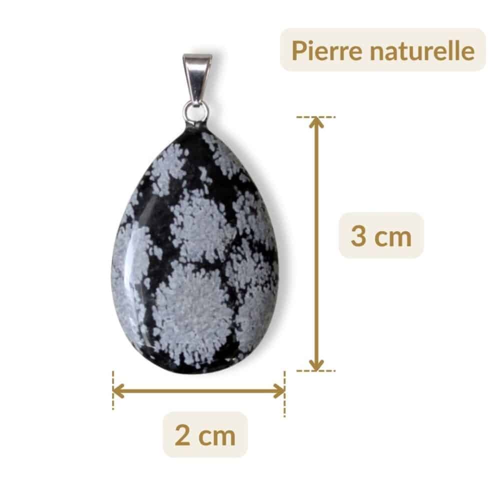 pendentif obsidienne flocon de neige dimensions 3 cm 2 cm