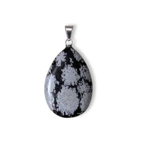 pendentif obsidienne flocon de neige pierre naturelle