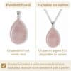 pendentif quartz rose avec ou sans chaîne option