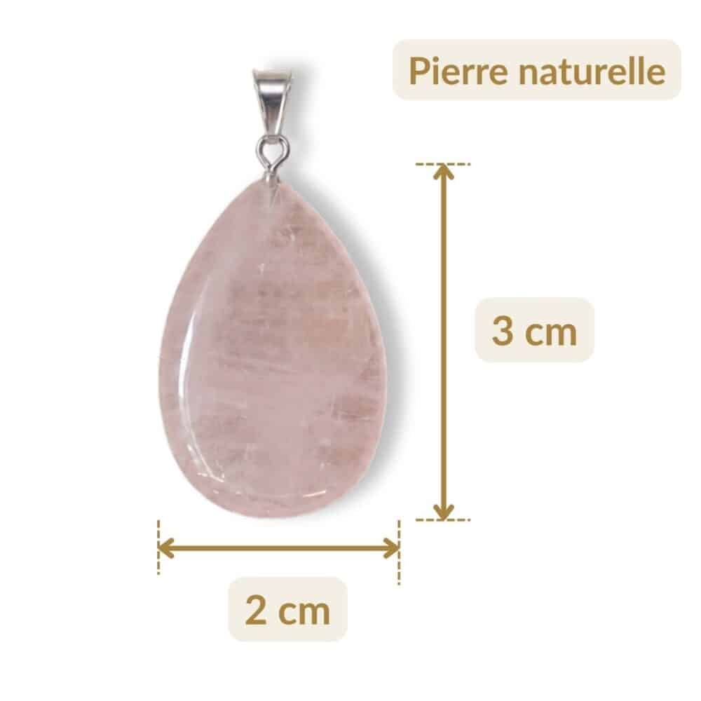 pendentif quartz rose dimensions 3 cm 2 cm