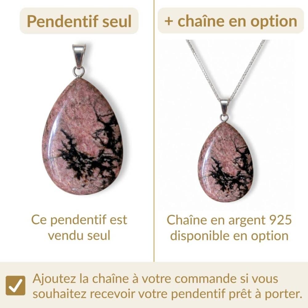pendentif rhodonite avec ou sans chaîne option