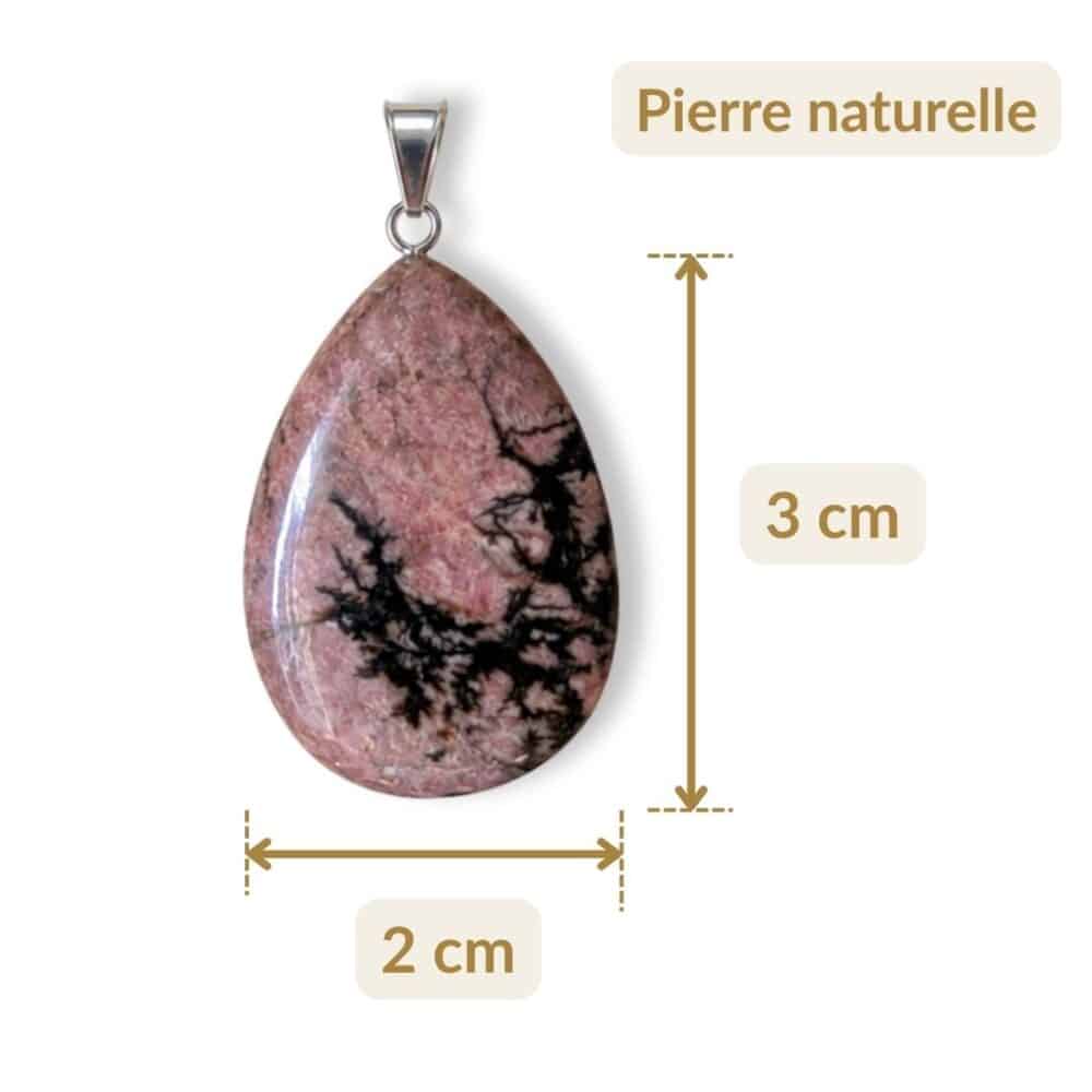 pendentif rhodonite dimensions 3 cm 2 cm
