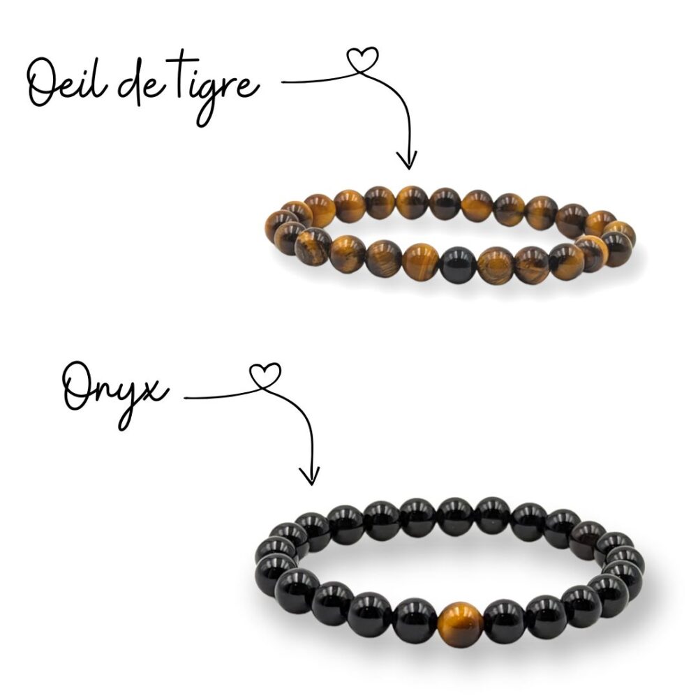 bracelet couple oeil de tigre onyx