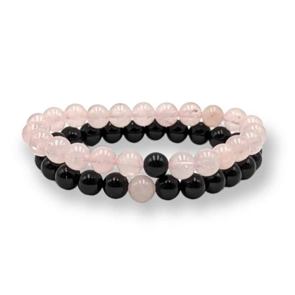 bracelet couple quatz rose onyx