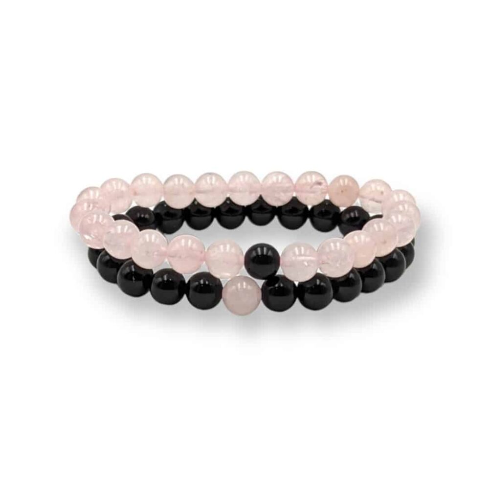 bracelet couple rose et noir