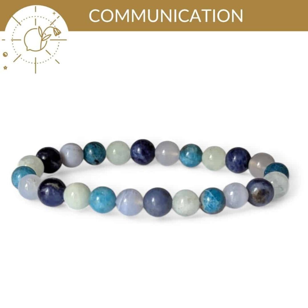 bracelet communication expression pierres naturelles calcedoine sodalite aigue marine apatite pour mieux s exprimer avec confiance