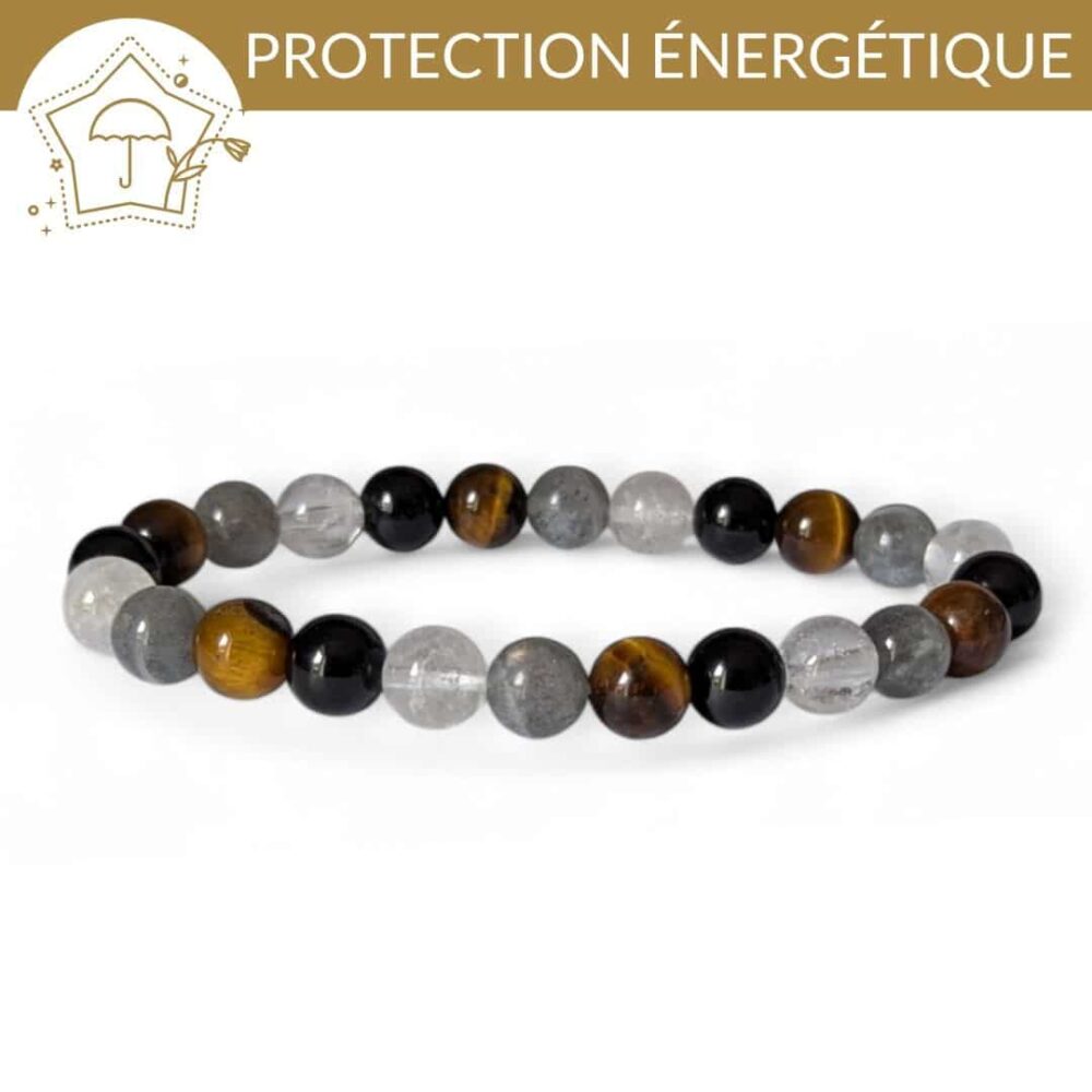 bracelet protection pierres naturelles contre les energies negatives labradorite tourmaline noire oeil de tigre cristal de roche