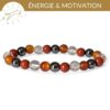 bracelet energie motivation pierres naturelles jaspe rouge cornaline hematite cristal de roche pour retrouver energie et dynamisme