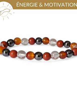 bracelet energie motivation pierres naturelles jaspe rouge cornaline hematite cristal de roche pour retrouver energie et dynamisme
