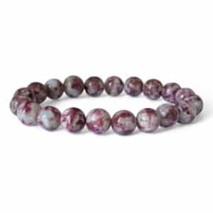 bracelet tourmaline rose sur quartz 10mm