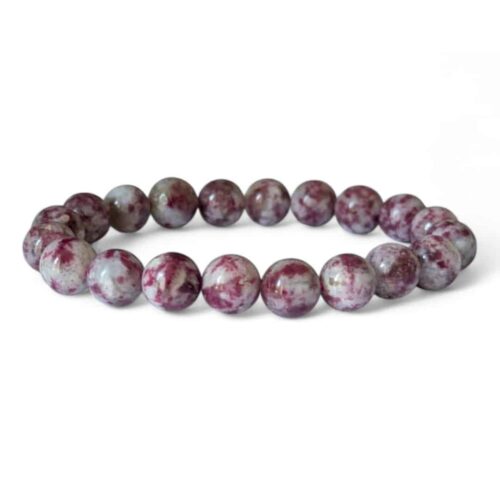 bracelet tourmaline rose sur quartz 10mm