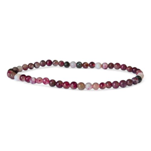 bracelet tourmaline rose sur quartz 4mm