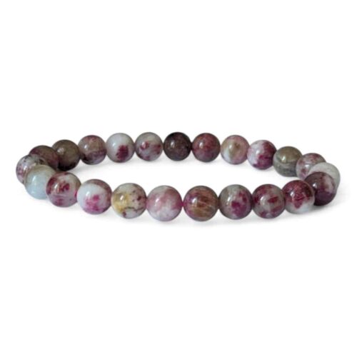 bracelet tourmaline rose sur quartz 8mm