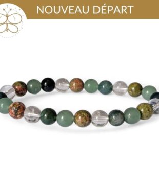 bracelet nouveau depart pierres naturelles agate mousse unakite aventurine cristal de roche pour changement et renouveau