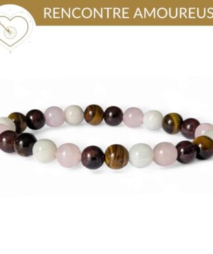bracelet rencontre amoureuse pierres naturelles quartz rose pierre de lune grenat oeil de tigre