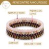 kit bracelets rencontre amoureuse quartz rose pierre de lune grenat oeil de tigre