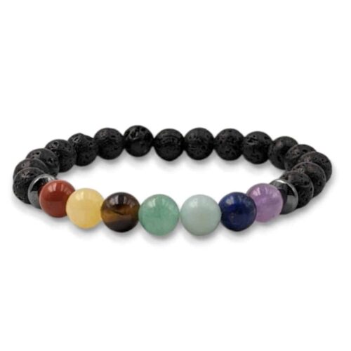 Bracelet 7 Chakras et Pierre de Lave