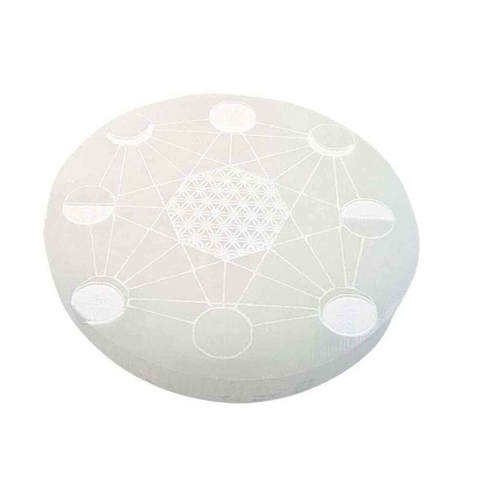 Plaque ronde Sélénite phases de la Lune