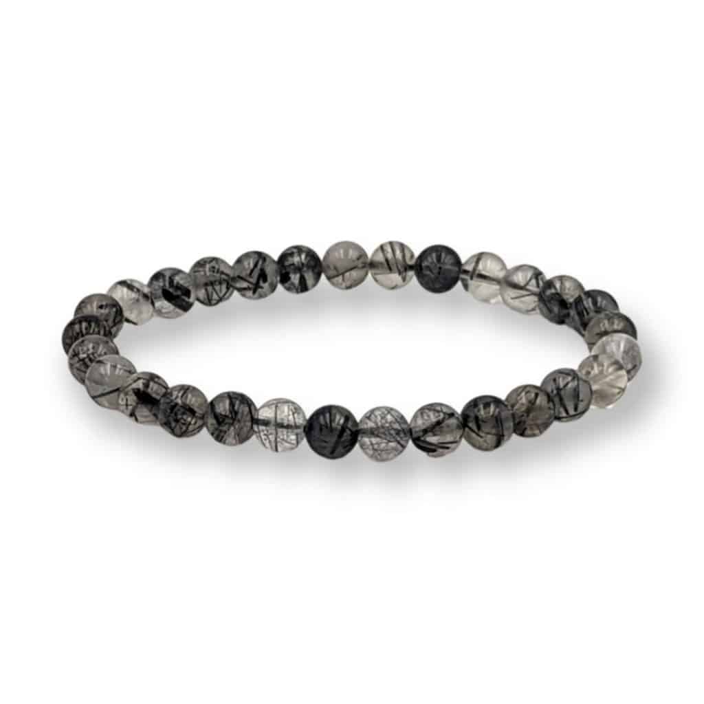 Bracelet Cristal de roche et Tourmaline 6 mm