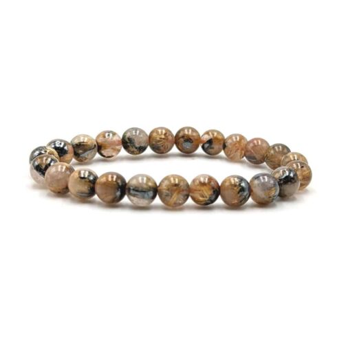 Bracelet Quartz rutile et Hématite 8mm