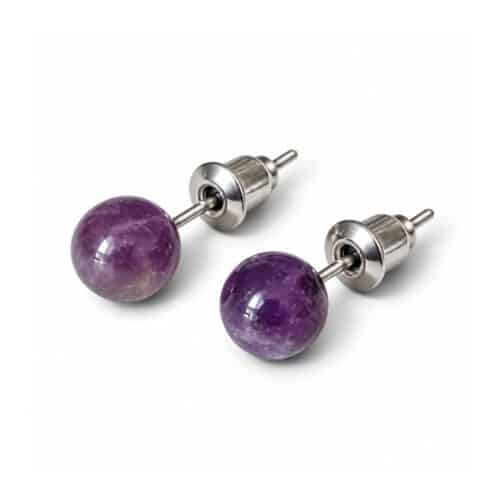 boucles oreilles puces améthyste naturelle garaulion