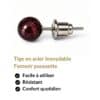 boucles oreilles puces grenat naturel vue profil tige