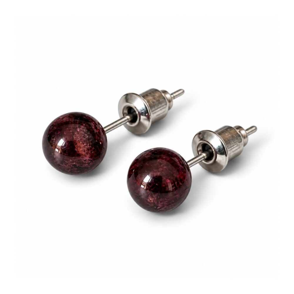 Boucles d’oreilles puces en Grenat naturel
