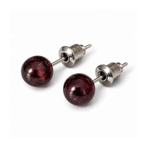 Boucles d’oreilles puces en Grenat naturel