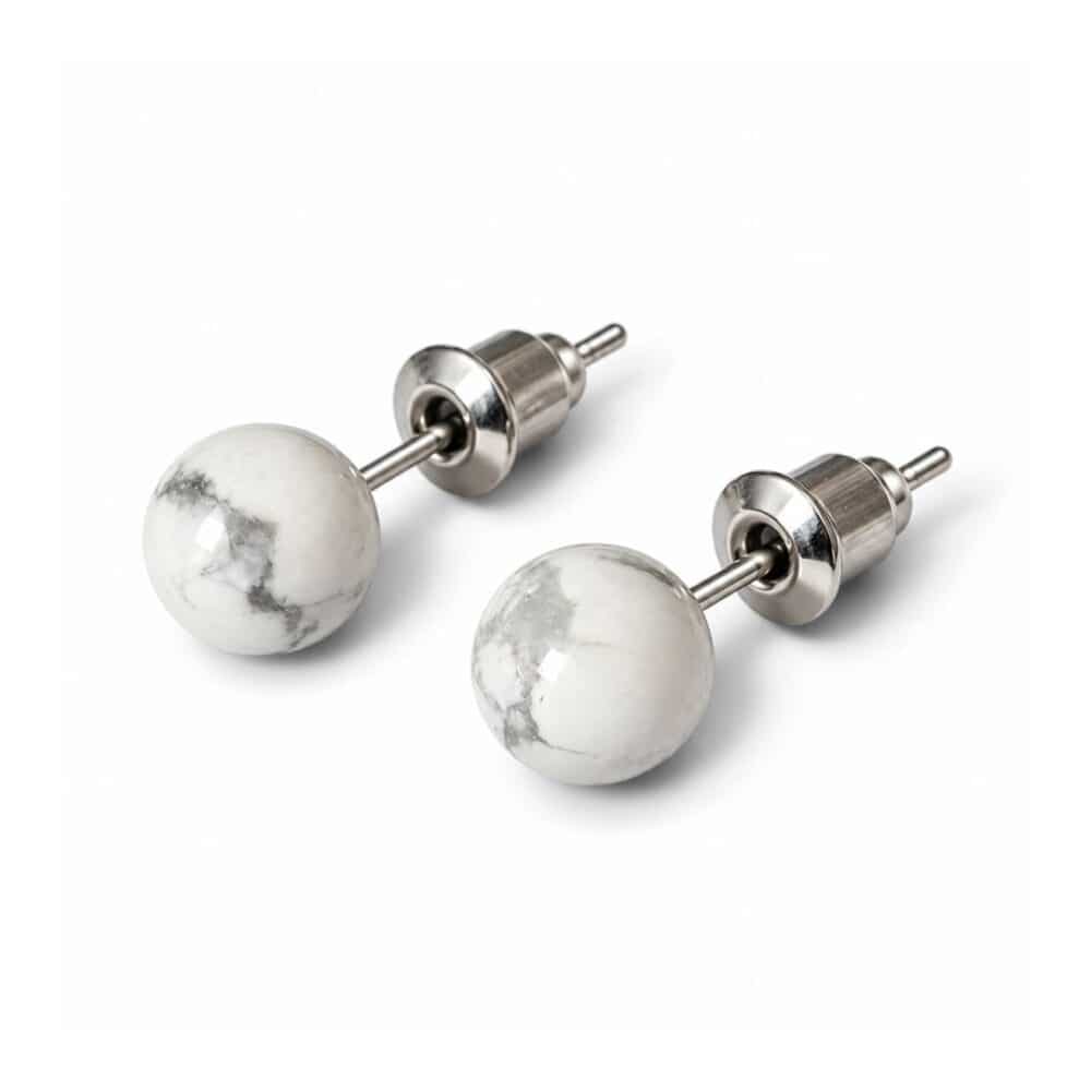boucles oreilles puces howlite naturelle garaulion