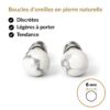 boucles oreilles puces howlite naturelle vue face