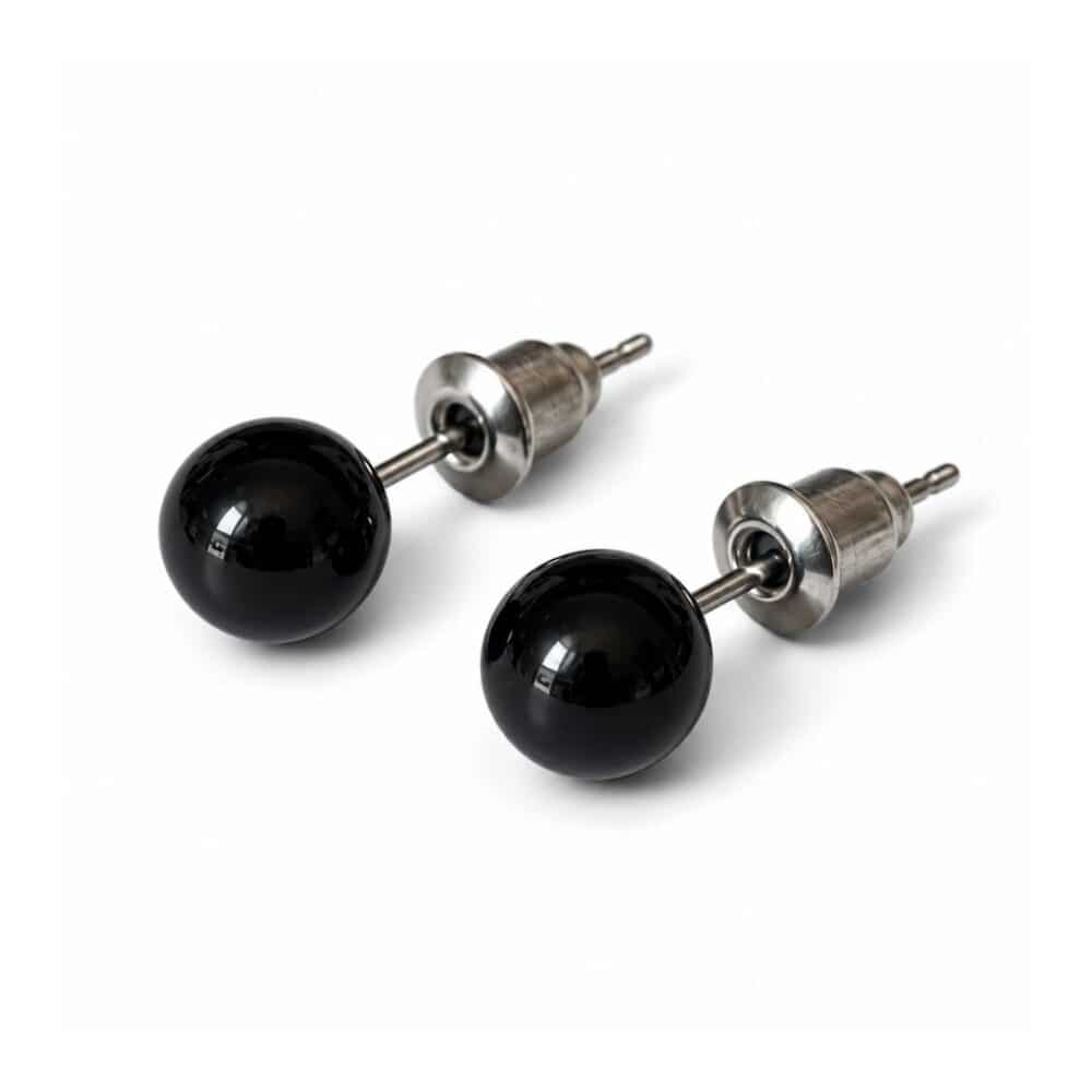boucles oreilles puces obsidienne naturelle garaulion