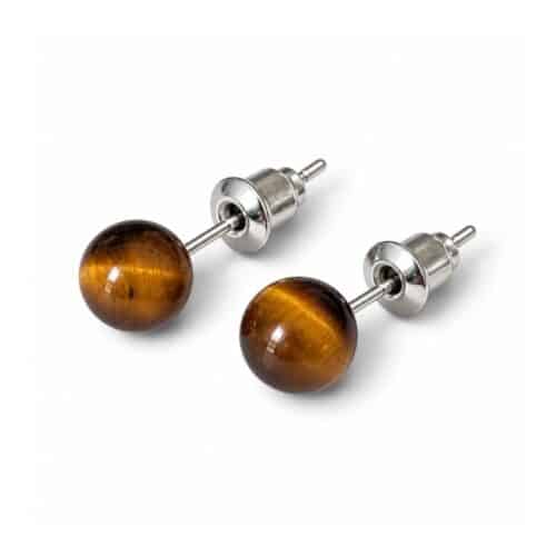 boucles oreilles puces oeil de tigre naturelle garaulion
