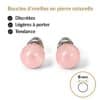 boucles oreilles puces quartz rose naturel vue face