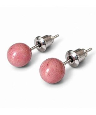 boucles oreilles puces rhodonite naturelle garaulion