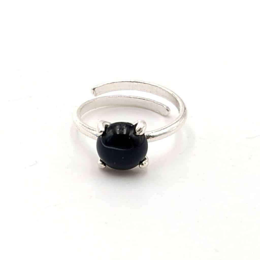 Bague Agate noire argent